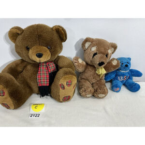Set Of 3 Assorted Bears Plush 5 To 12 Inches